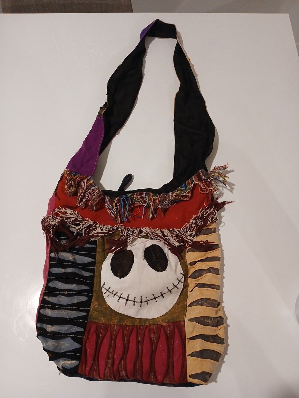 NEW Napali Handmade Colorful Jack Skellington Face Skull Hippie Shoulder Bag